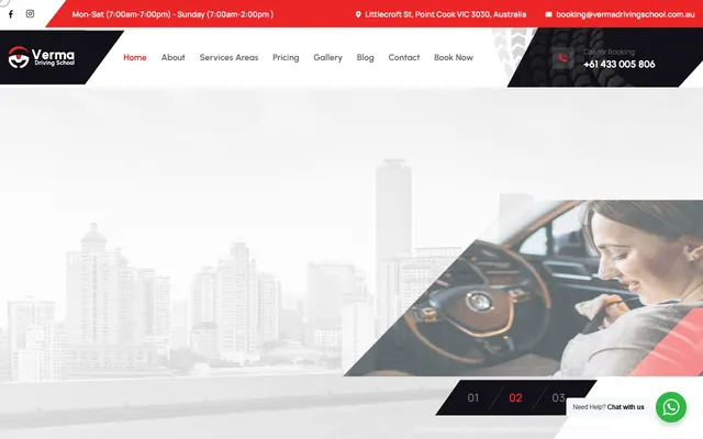 Verma Driving School website built by TechGeekStudio